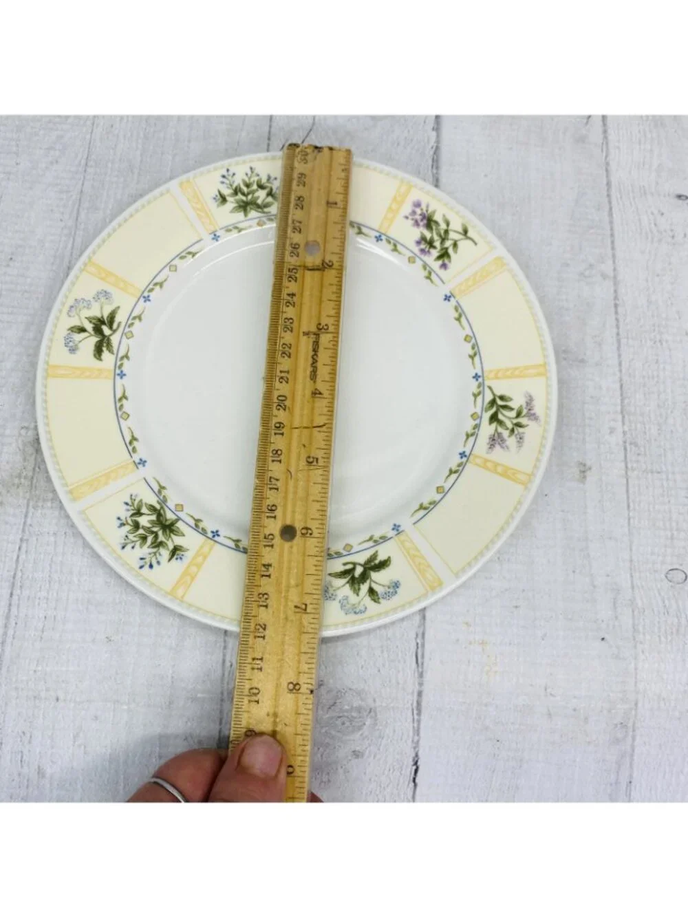 Lynn's China CLARYSSA Livingston Yellow Border Various Floral Salad Plate Set 4